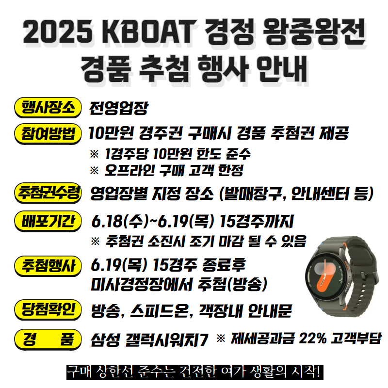 2025 KBOAT 경정 왕중왕전 경품추첨 행사 안내